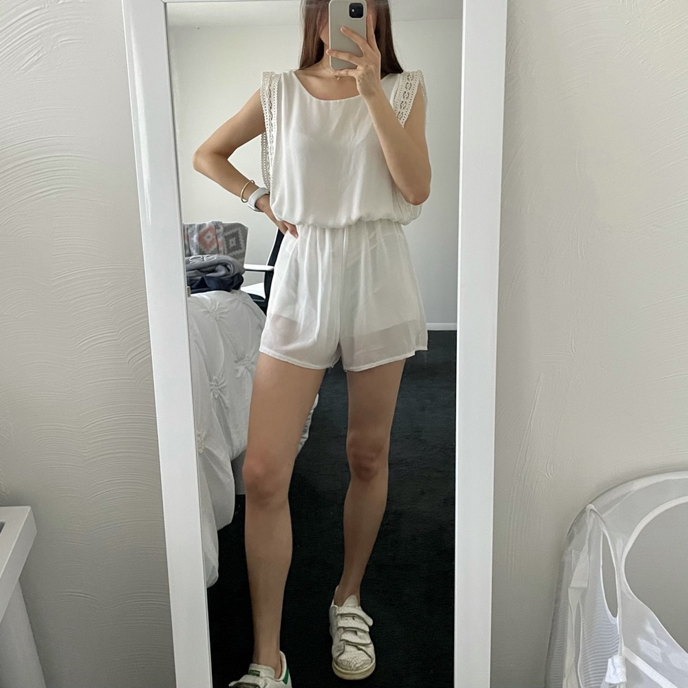 Romper with v-cut back